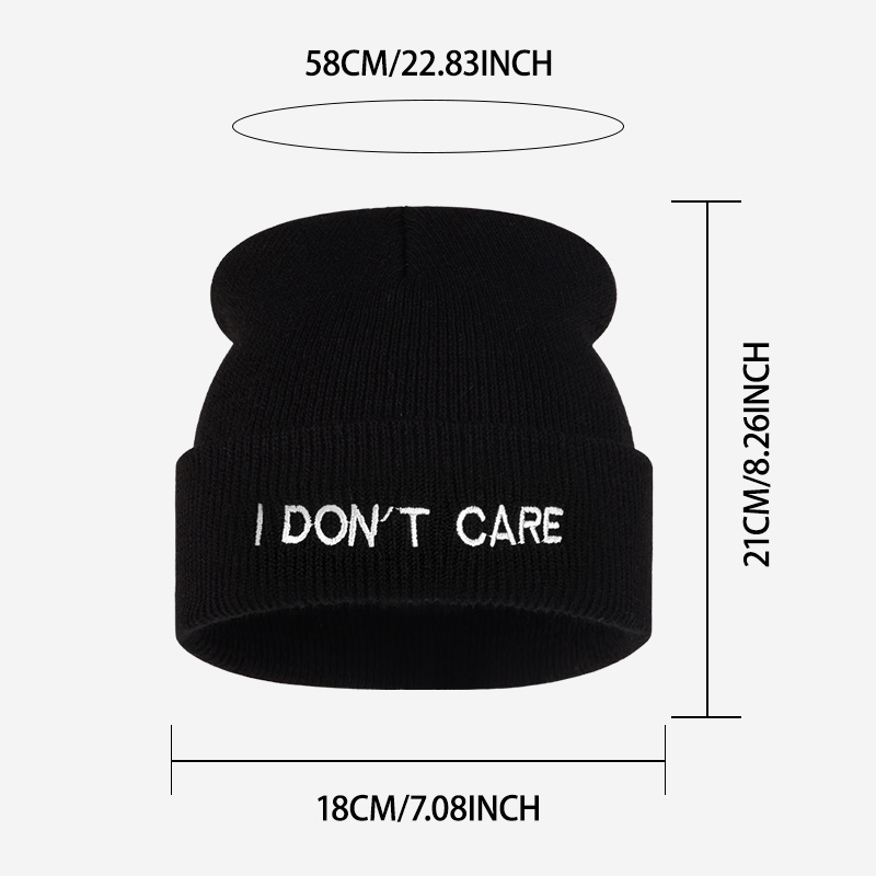 I DON'T CARE Text Knit Cuffed  - Beanie Cuffed Knit review and price