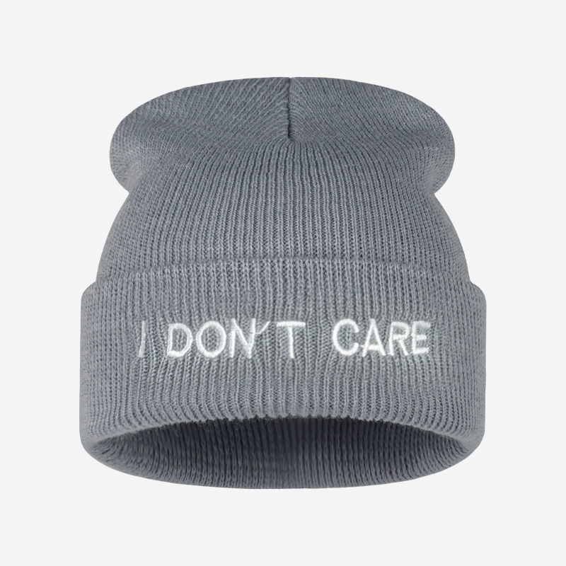 I DON'T CARE Text Knit Cuffed  - Beanie Cuffed Knit review and price