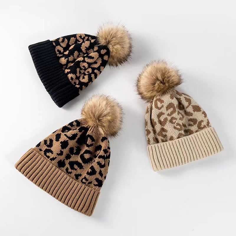 Womens Leopard Print Knit Bean - Beanie Cuffed Knit review and price