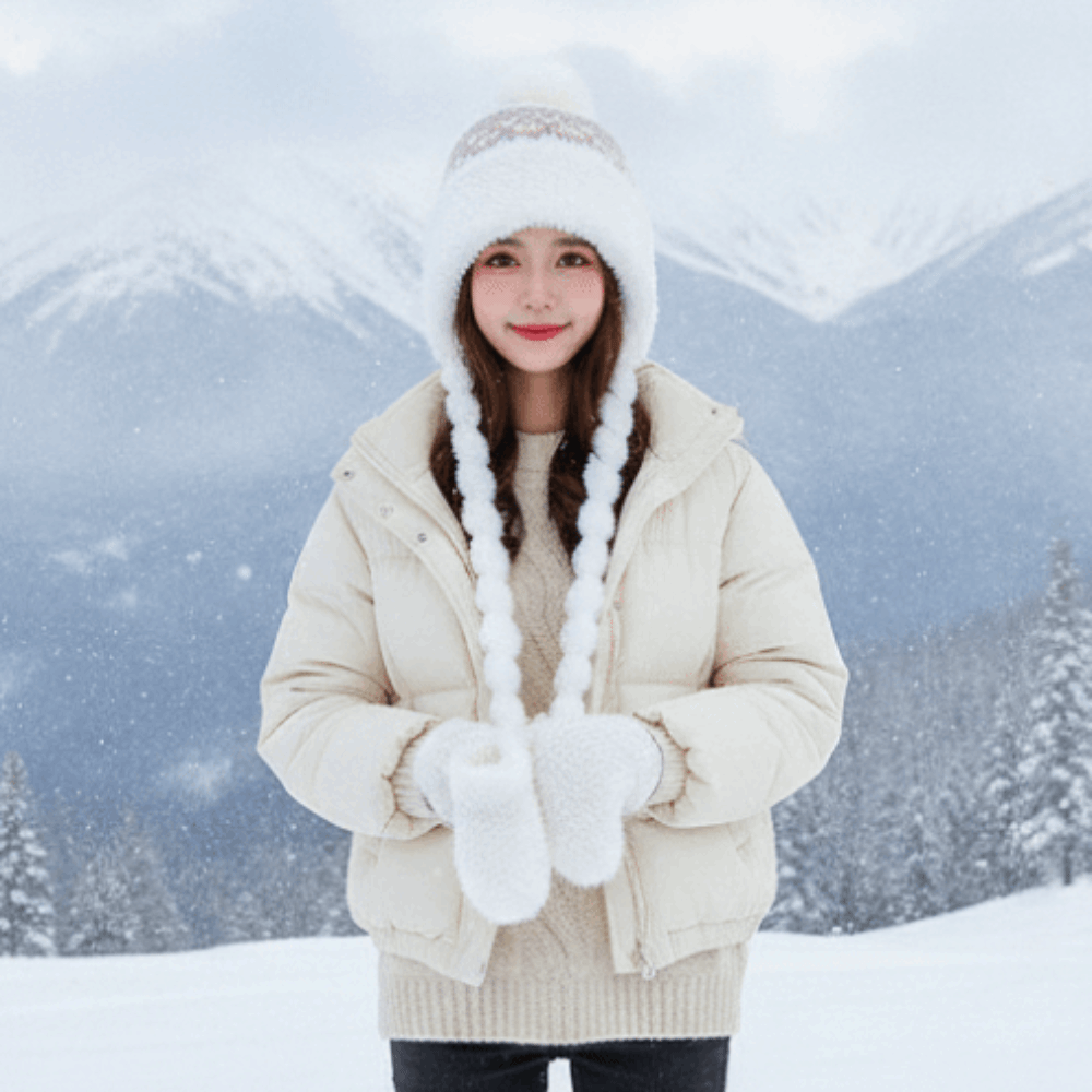 Fleece Lined Pompom Braids Hat - Trapper Hat Ear Flap review and price