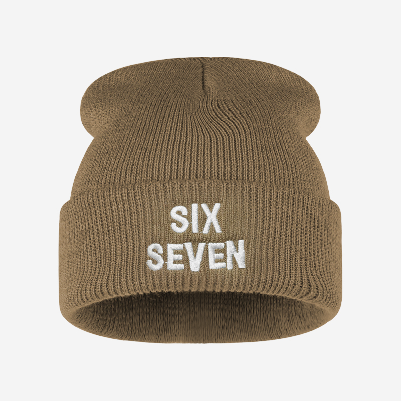 SIX SEVEN Letter Embroidered K - Beanie Cuffed Knit review and price