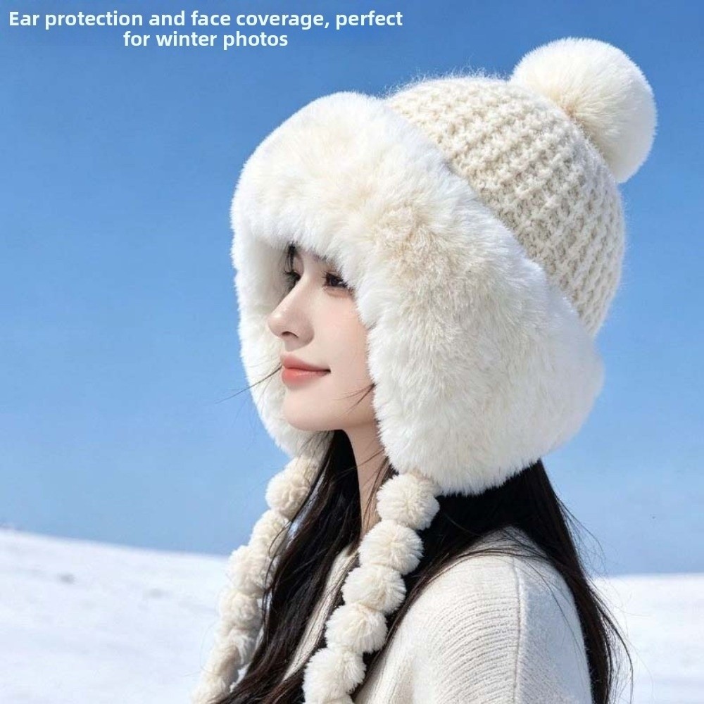 Fleece Lined Pompom Braids Hat - Trapper Hat Ear Flap review and price