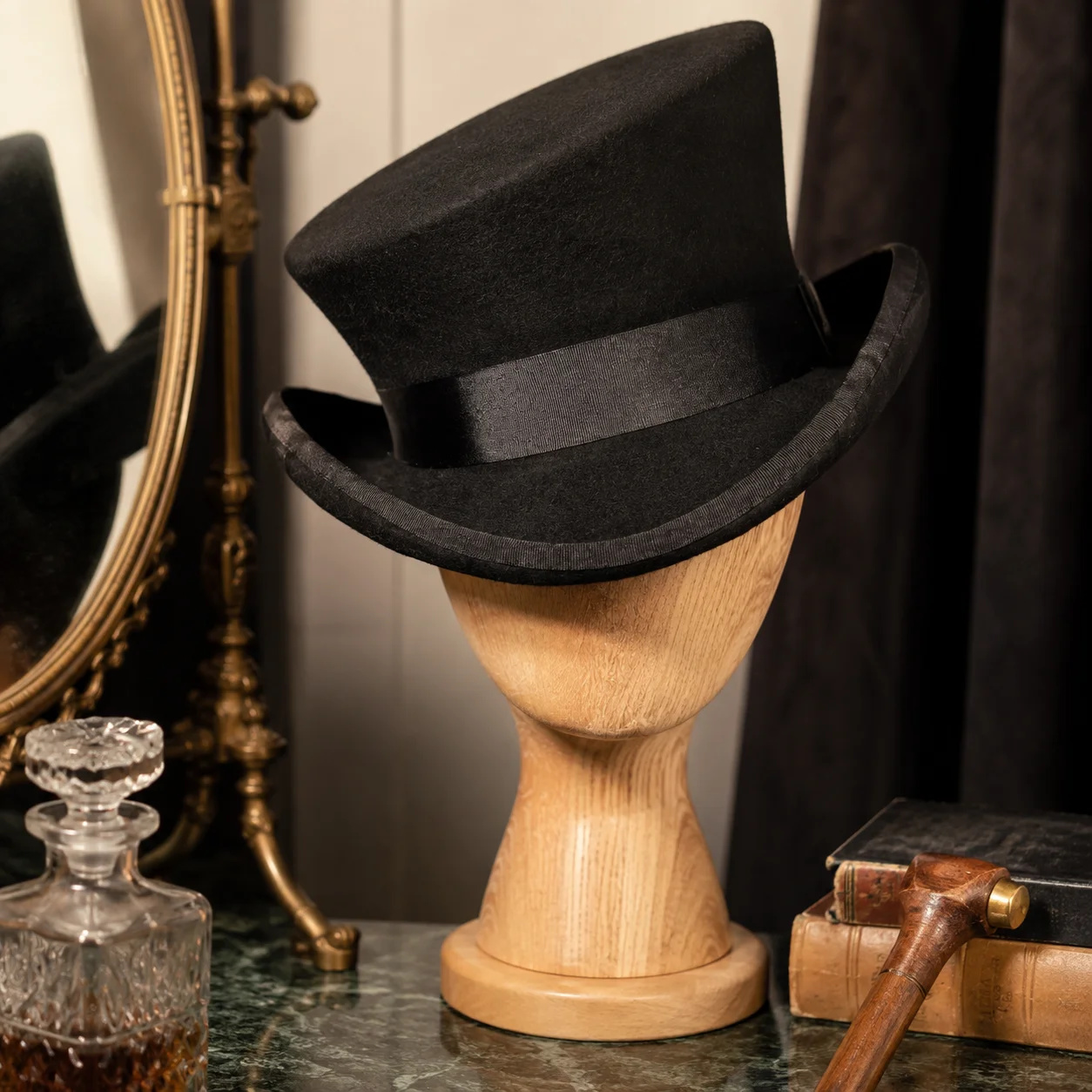 Wool Felt Top Hat Blue Ribbon  - Fedora Hat Wool review and price